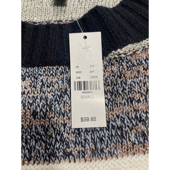 NWT New York & Co Soho Striped Sweater Womens Size Small Gray Blue White MSRP$60 - Picture 2 of 12